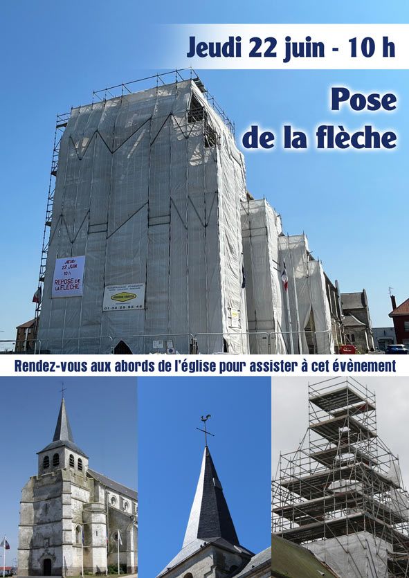 Rénovation de l’église : repose de la flèche