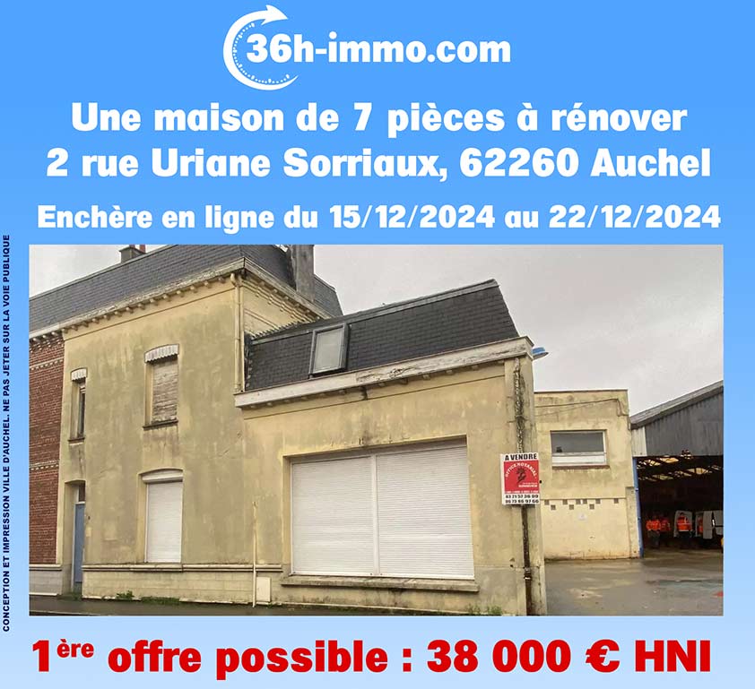 MAISON À VENDRE AUX ENCHÈRES