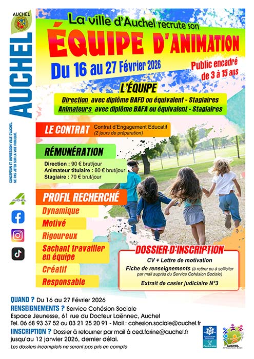 RECRUTEMENT ÉQUIPE D&rsquo;ANIMATION