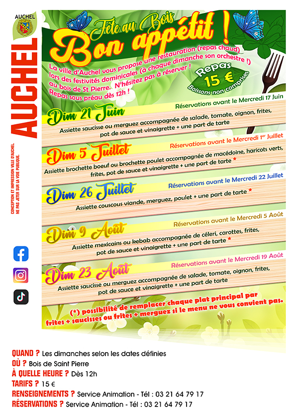 affiche repas fête au bois